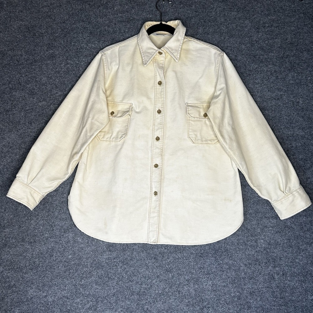 Vintage Woolrich Flannel Chamois Work Shirt Mens Button Up Canvas Size Xl